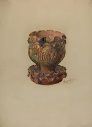 Pa. Saksalainen kukkaruukku ja tarjotin, n. 1936.