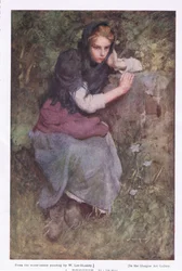 Mietteliäs piika, vuonna 1916 julkaistusta "Bibby Annualista" (värilitho)