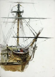 Victory-alus katosi vuonna 1744. William Lionel Wyllien (1851-1931) akvarelli, noin 1900.