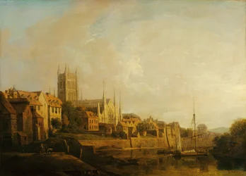 Näkymä Worcesterin katedraalille joelta (öljy kankaalle)