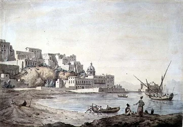 Borgo di Chiaia, Napoli, n. 1767 (kynä ja muste ja akvarelli paperille)