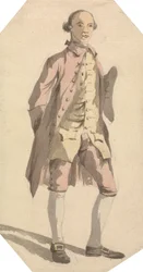 Täyspitkä mies, jolla on Tricorn-hattu vasemman käsivarren alla