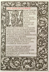 Lucrecen raiskaus, Kelmscott Pressin julkaisemasta "The Poems of William Shakespeare"