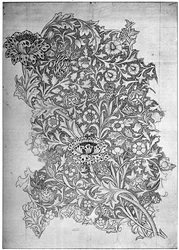 Trent-kuvioinen painettu pellava, 1892 1934.