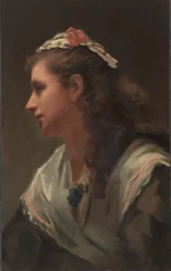 Hänen ensimmäinen mallinsa - Miss Russell, n. 1873.