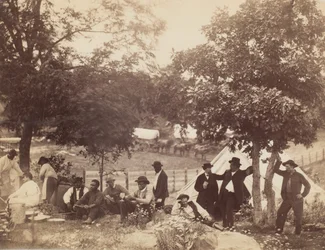 Kapteeni Hoffin leiri, takaa, Gettysburg, Pennsylvania, heinäkuu 1865.