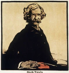 Muotokuva Mark Twainista (1835-1910) yhdysvaltalainen kirjailija - William Nicholsonin (1872-1949) piirustus