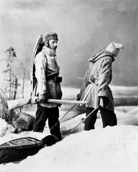 Trapperin elämä Kanadassa, kuva Nottman, noin 1890.