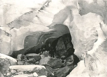 Kalliovuoret: jääluola Great Glacierissa, Mount Sir Donald, Kanada, 1895.