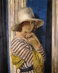 Mrs Hone raidallisessa mekossa, noin 1912