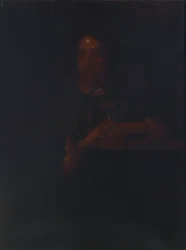 Sarah nojaa kaiteeseen
