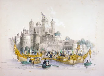 Lordi pormestari Thomas Johnson ja hänen seurueensa lähdössä Lontoon Towerista, 1840