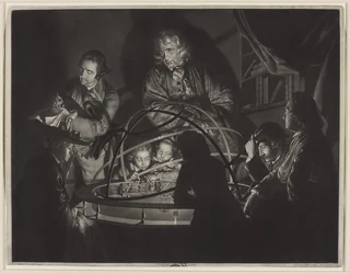 Filosofi pitämässä luennon Orreryssa Derbyn Joseph Wrightin (1734-97) jälkeen