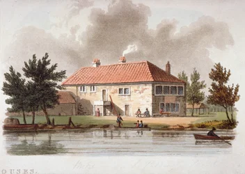 Mitre Tavern Paddingtonin kanavalla, Lontoo, vuosi 1810.