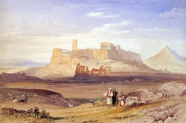Näkymä Ateenaan Akropoliin ja Herodes Atticuksen Odeonin kanssa - Purser, William (1789-1852) - 1800-luvun ensimmäinen neljännes. - Öljy kankaalle - 26x40 - Benaki-museo, Ateena