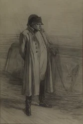 Napoleon Bellerophon-aluksella, noin 1880 (hiili, musta liitu).