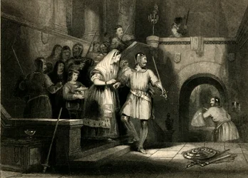 "Kreivitär De Burghin pelastus Montgomeryn linnasta", 1836