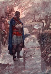 "Aluksia ei saa lastata tavaroilla, vaan julmien vihollisten miehitettyinä", kuvitus Mary Macgregorin teoksesta "The Story of France Told to Boys and Girls", 1920