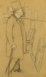 The Connoisseur - Mahdollisesti muotokuva Monsista. Julien, n. 1890 (hiili ja valkoinen liitu paperille)