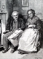 Vanhempi pariskunta. Kirjailija William Small (1843-1929) englantilainen kuvittaja. 1880 (kaiverrus)