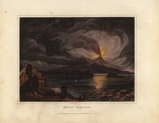 Vesuvius purkautuu 1800-luvulla (kaiverrus)