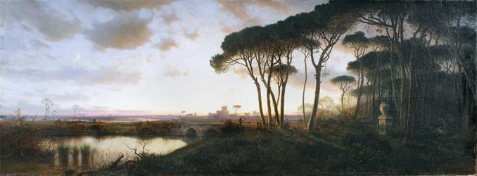 Ostian linna Castel Fusanon mäntymetsästä nähtynä, 1881