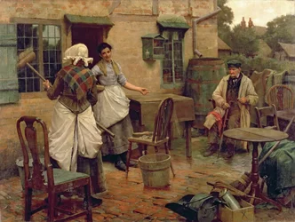 Petticoat-hallituksen alla, noin 1891-2 (öljy kankaalle).