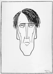 Karikatyyri W.B. Yeats, 1898 (muste paperille)