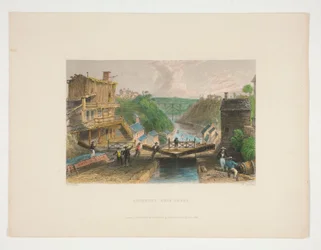 Lockport, Erie Canal, kuvitus Nathaniel Parker Willisille