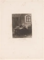 Philip van Marnix van Sint-Aldegonde vankilassa Marnix van St. Aldegonde, kääntää psalmeja vankilassa (otsikko esineessä)