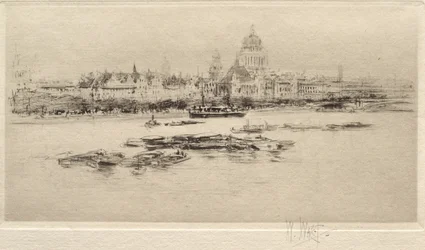 Thames Waterloosta nähtynä, näkymä kohti St. Paul
