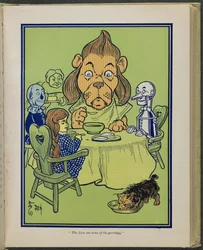 "Leijona söi puuroa", kuvitus Lyman Frank Baumin teoksesta "Ihmeellinen Ozin velho".