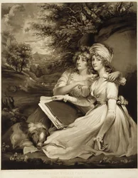 Paroni Sir Thomas Franklandin tyttäret, 1797 (sekatintta ruskealla tussilla).