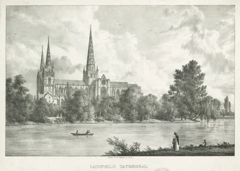 Lichfield Cathedral - South View: litografia, nd [1781-1850]