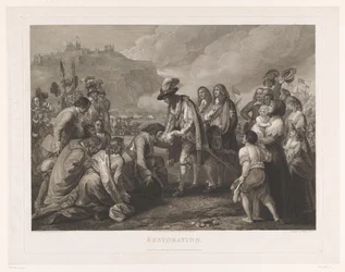 Englannin Charles II saapuu rannalle Doveriin 25. toukokuuta 1660 Restaurointi (otsikko esineessä)