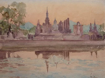 871 Auringonlasku, Wat Maharath, Sukhotai