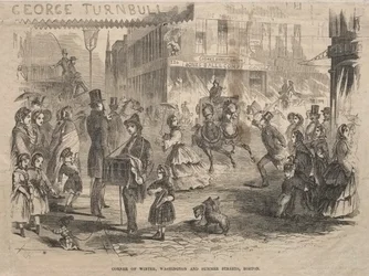 Corner Winter, Washington ja Summer Streets, Boston, 1857.