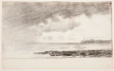 Piirros, Cullercoatsin lahti, Englanti, 1881.