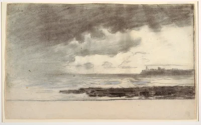 Piirros, Cullercoatsin lahti, Englanti, 1881.