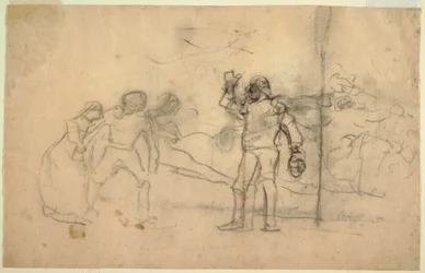 Piirustus, luonnos "The Wreck", öljymaalaus vuodelta 1896 Carnegie Institute, Pittsburgh, PA, 1881.