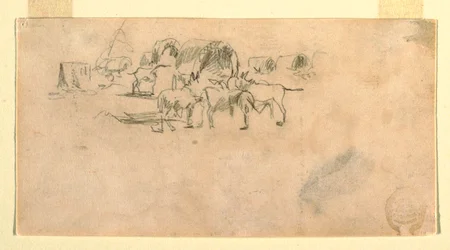 Piirros, vaunujuna leirissä, 1862