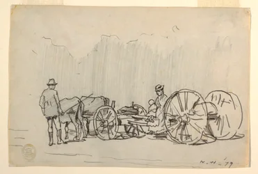 Piirros, härkätaistelu, 1879