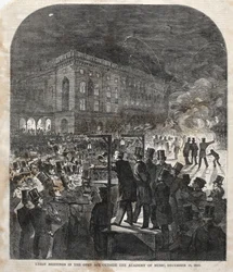 Liittokokous Musiikkiakatemian ulkopuolella, 1859.