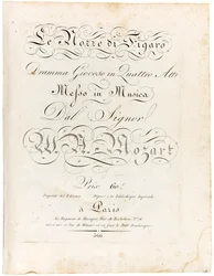 Kansi partituurista Figaron häät leikkisä draama neljässä näytöksessä, vuosina 1806-1810.