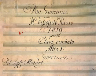 Oopperan Don Giovanni nimilehti. Ensimmäinen esitys 1787