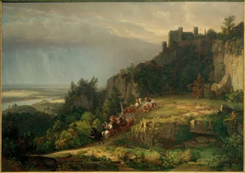 W.Whittredge, Taistelu linnan edessä (Drachenfelsin linna)