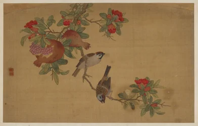 Linnut, hedelmät ja kukat, Qing-dynastia, 1741.