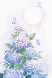 Kuunvalossa hohtava hydrangeapuutarha