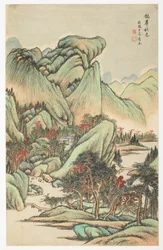 Autumnal Color Mount Quanin ja Mount Huan joukossa, 12 lehden albumista