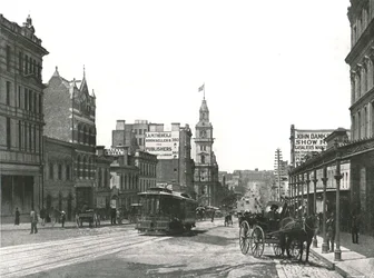 Bourke Street katsot itään, Melbourne, Australia, 1895.
